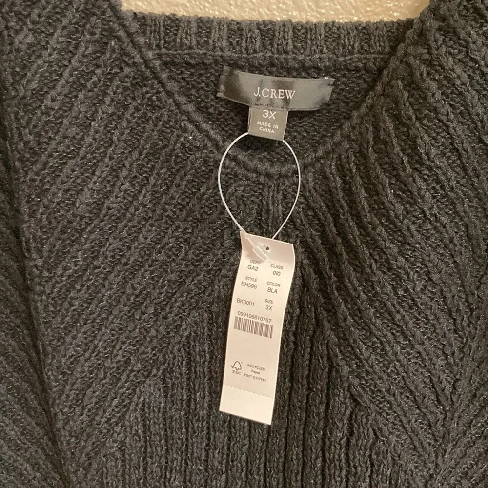 J.Crew Cropped V-Neck Sweater Tank in Black (Size 3X)